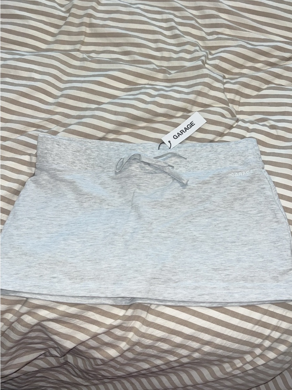 Garage Heather Gray Drawstring Mini Skirt